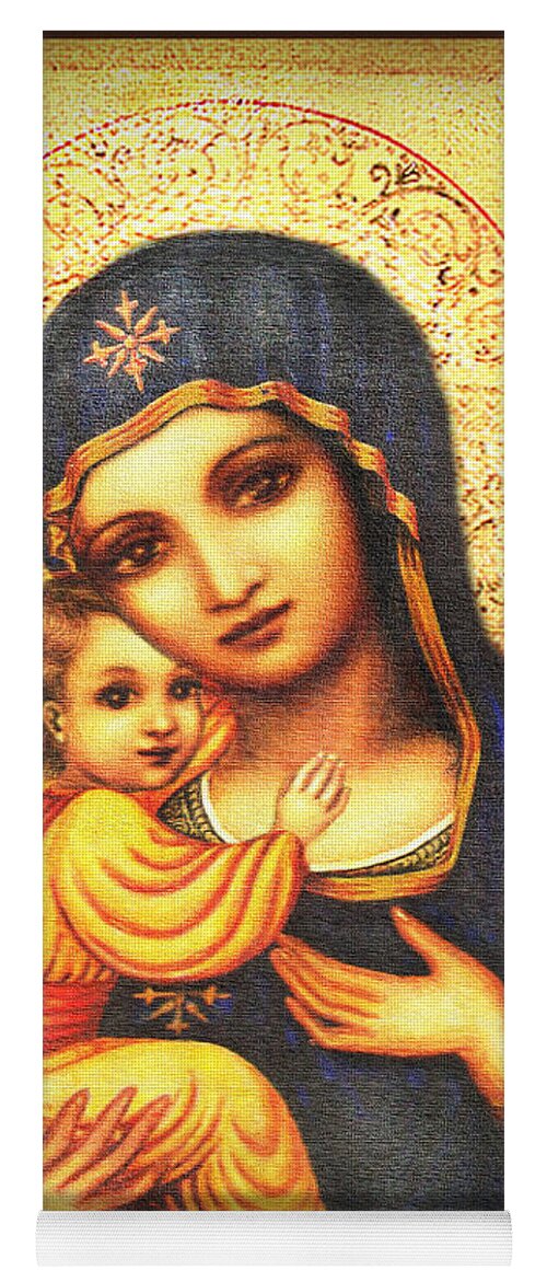 Mary And Jesus Yoga Mat featuring the painting Tryptichon Madonna #1 by Ananda Vdovic