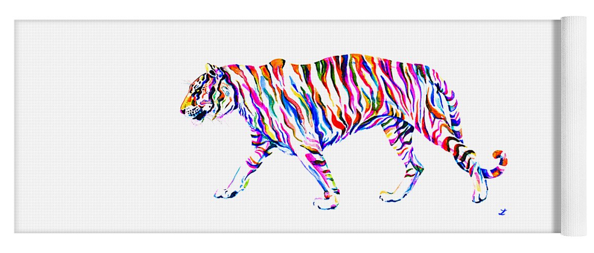Tiger Yoga Mat featuring the painting Walking Tiger #1 by Zaira Dzhaubaeva