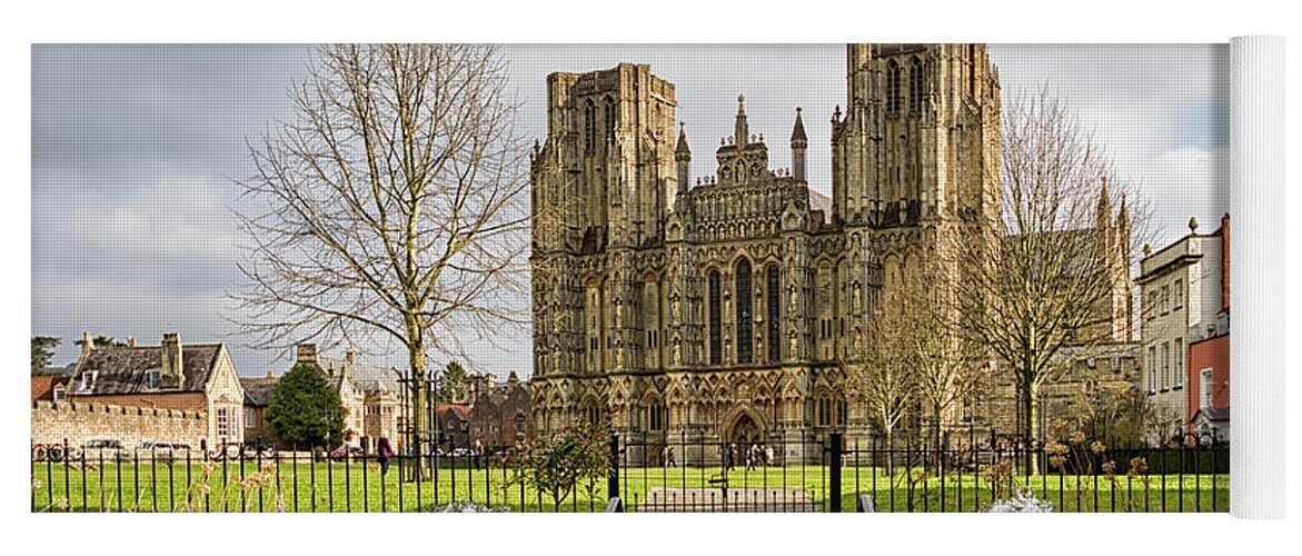 Wells Yoga Mat featuring the photograph Wells Cathedral #1 by Shirley Mitchell