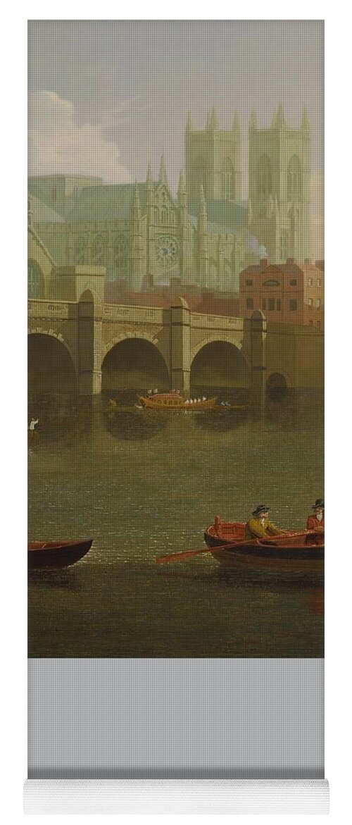 Joseph Farington Yoga Mat featuring the painting Westminster Abbey and Bridge #4 by Joseph Farington