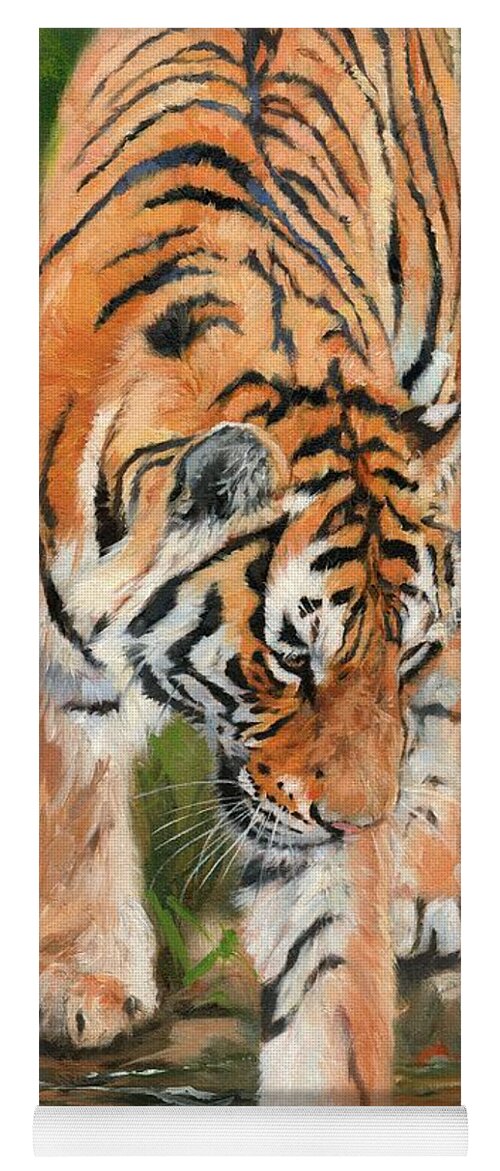 Tiger Yoga Mat featuring the painting Amur Tiger #10 by David Stribbling