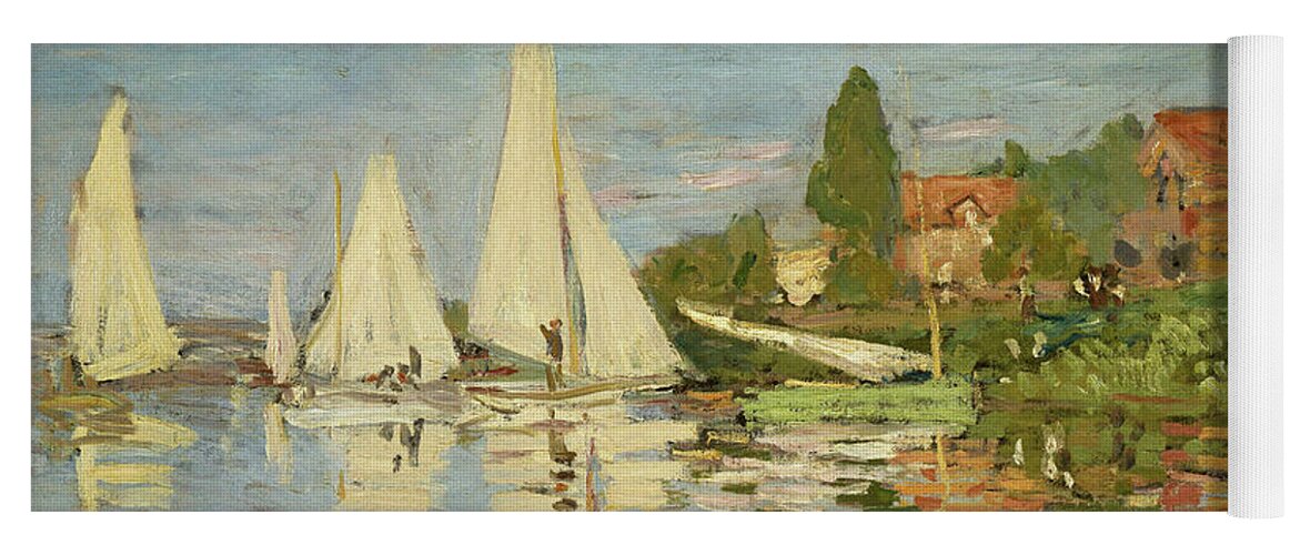 Regattas At Argenteuil Yoga Mat featuring the painting Regattas at Argenteuil #10 by Claude Monet