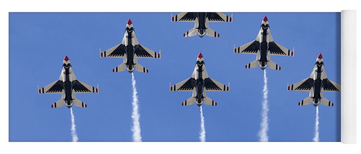 Usaf Thunderbirds Yoga Mat featuring the photograph US Air Force Thunderbirds flying preforming precision aerial maneuvers #10 by Anthony Totah