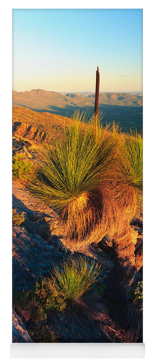 Wilpena Pound St Mary Peak Filinders Ranges South Australia Australain Landscape Landscapes Outback Moon Xanthorhoea Yoga Mat featuring the photograph Wilpena Pound #10 by Bill Robinson