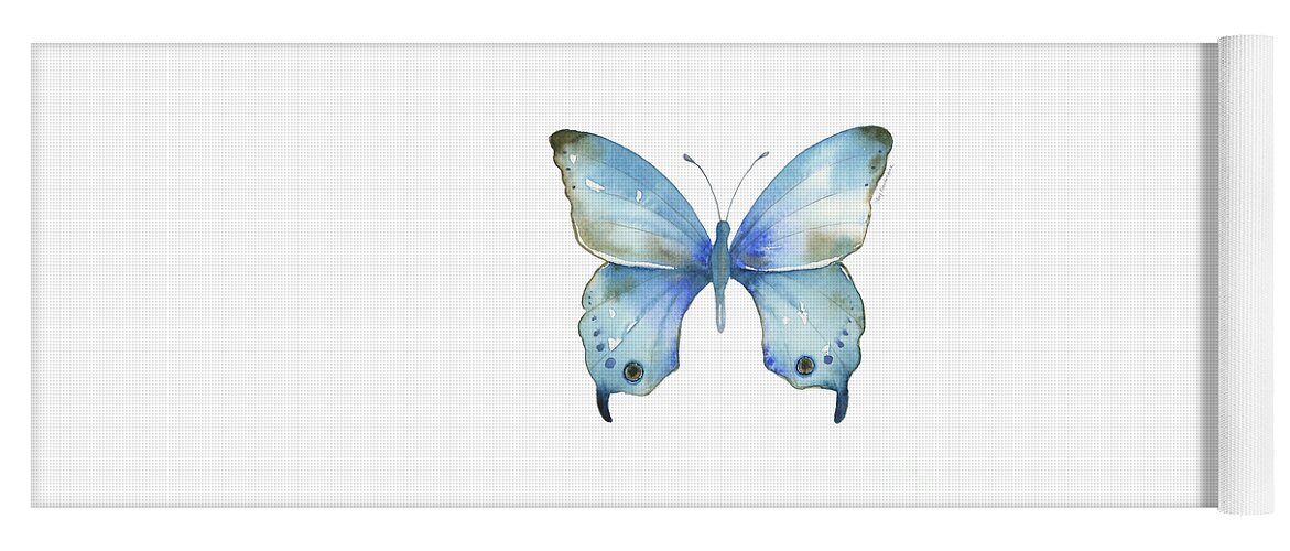Blue And Brown Butterfly Yoga Mat featuring the painting #109 Blue Diana Butterfly #109 by Amy Kirkpatrick