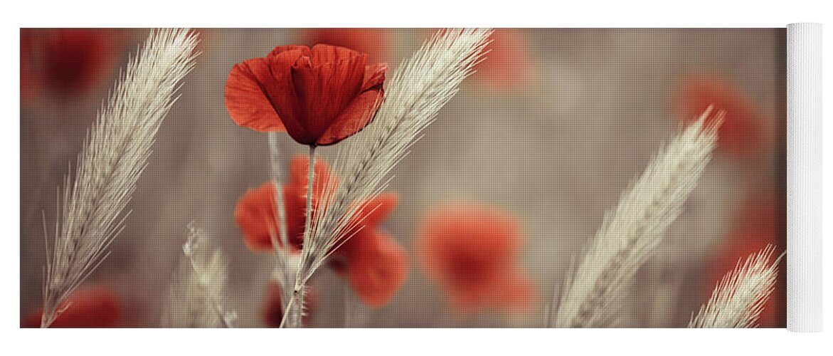 Poppy Yoga Mat featuring the photograph Summer Poppy Meadow by Nailia Schwarz