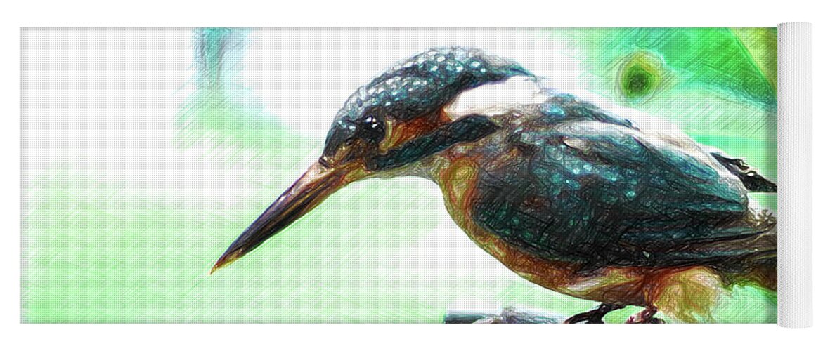 Kingfisher Yoga Mat featuring the photograph 11447 Kingfisher Sketch by Colin Hunt