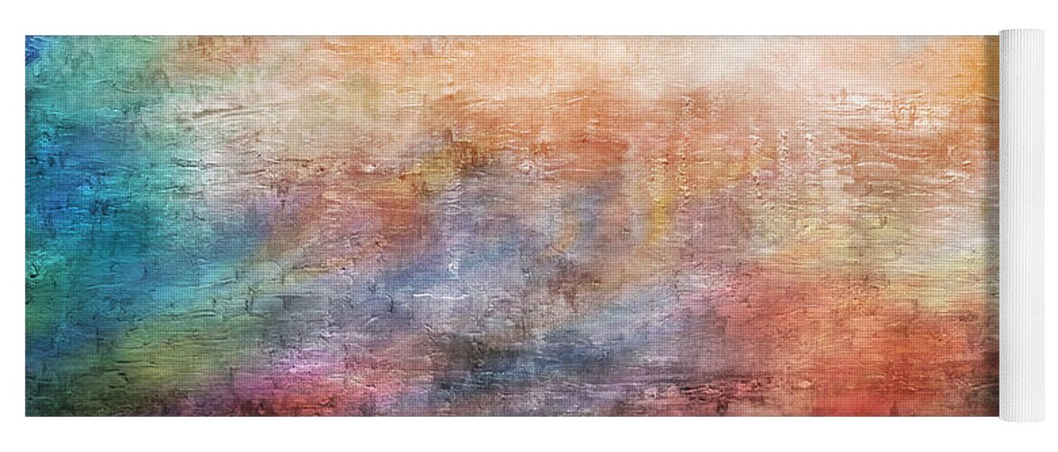 Abstract Yoga Mat featuring the painting 15b Abstract Sunrise Digital Landscape Painting by Ricardos Creations