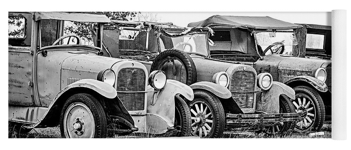  Wall Art For Living Room Yoga Mat featuring the photograph 1920s Vintage Cars by David Millenheft