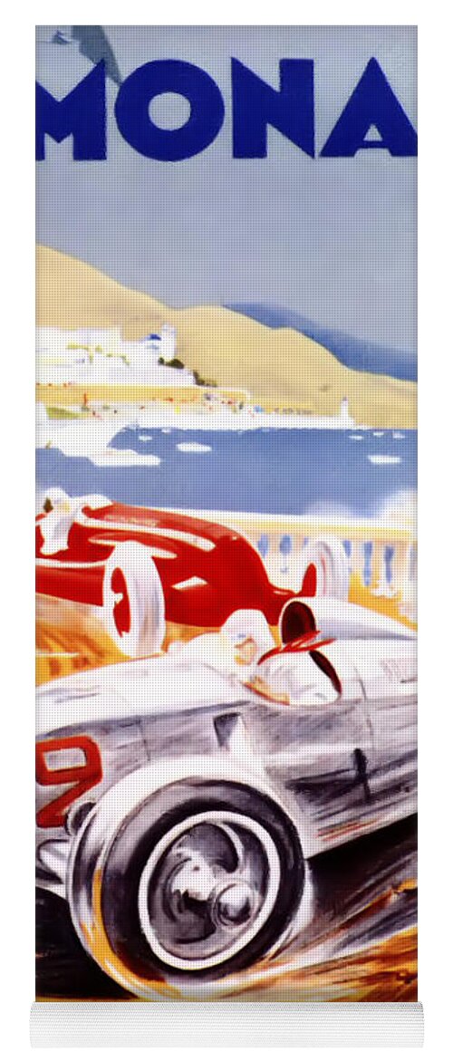 F1 Yoga Mat featuring the digital art 1936 F1 Monaco Grand Prix by Georgia Fowler