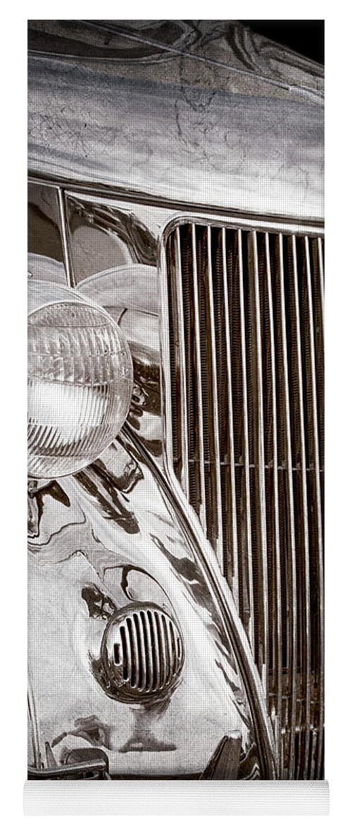 1936 Ford Stainless Steel Grille Yoga Mat featuring the photograph 1936 Ford Stainless Steel Grille -0376ac by Jill Reger
