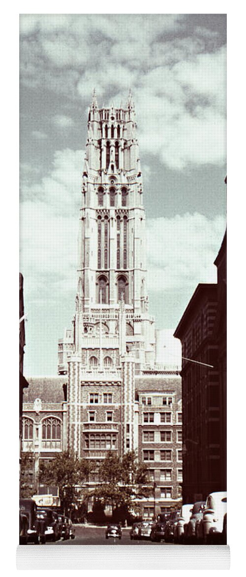 Historical Yoga Mat featuring the photograph 1950s Riverside Church New York by Marilyn Hunt