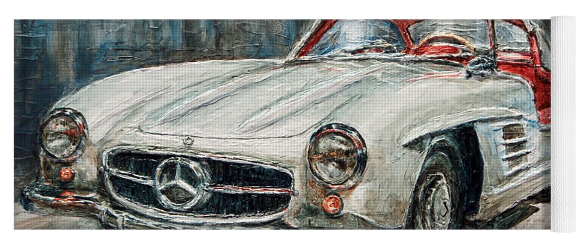 Gullwing Yoga Mat featuring the painting 1954 Mercedes Benz 300 SL Gullwing by Joey Agbayani