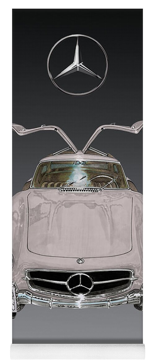 1955 Mercedes Benz 300 S L Gull Wing Yoga Mat featuring the painting 1955 Mercedes Benz Gull Wing 300 S L by Jack Pumphrey