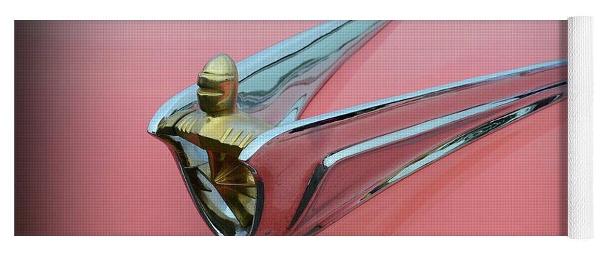 Paul Ward Yoga Mat featuring the photograph 1956 Lincoln Continental Premiere Hood Ornament by Paul Ward