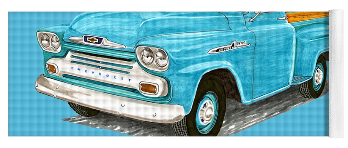1958 Yoga Mat featuring the painting Apache Pick up Truck by Jack Pumphrey
