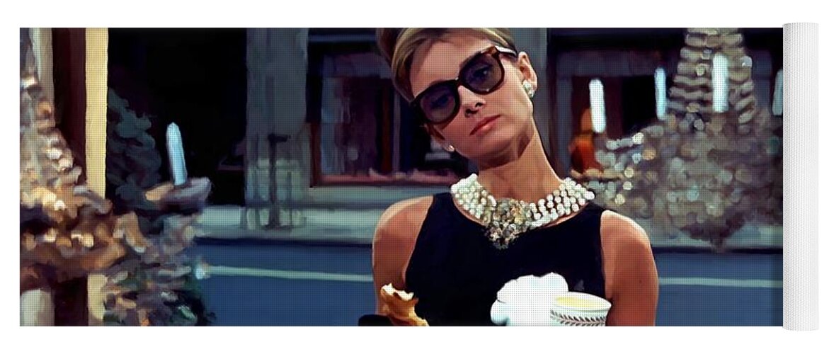 Audrey Hepburn Yoga Mat featuring the digital art Audrey Hepburn @ Breakfast At Tiffanys #2 by Gabriel T Toro