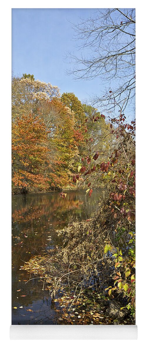 Autumn Yoga Mat featuring the photograph Autumn Colors on the Canal by David Letts