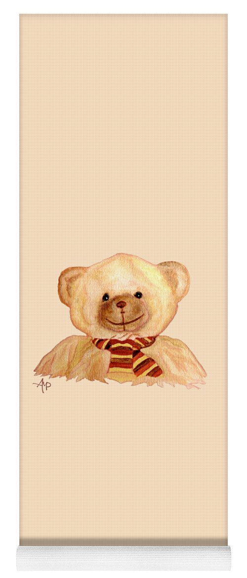 Cuddly Animals Yoga Mat featuring the painting Cuddly Bear by Angeles M Pomata