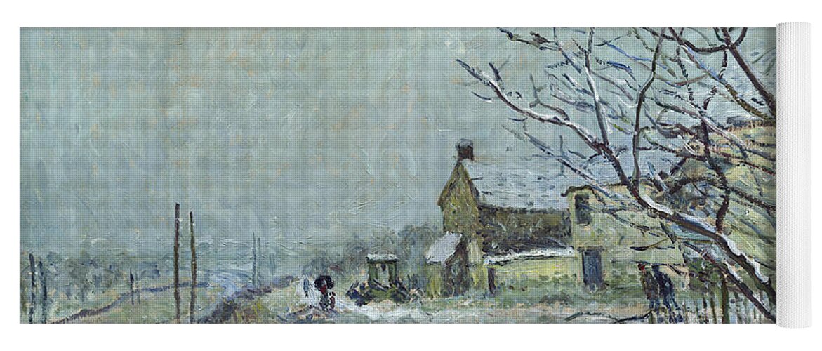 Alfred Sisley Yoga Mat featuring the painting First Snow at Veneux-Nadon #3 by Alfred Sisley