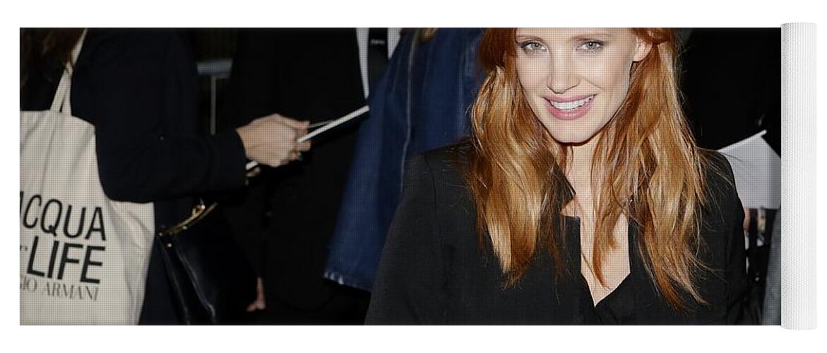 Jessica Chastain Yoga Mat featuring the digital art Jessica Chastain #2 by Super Lovely
