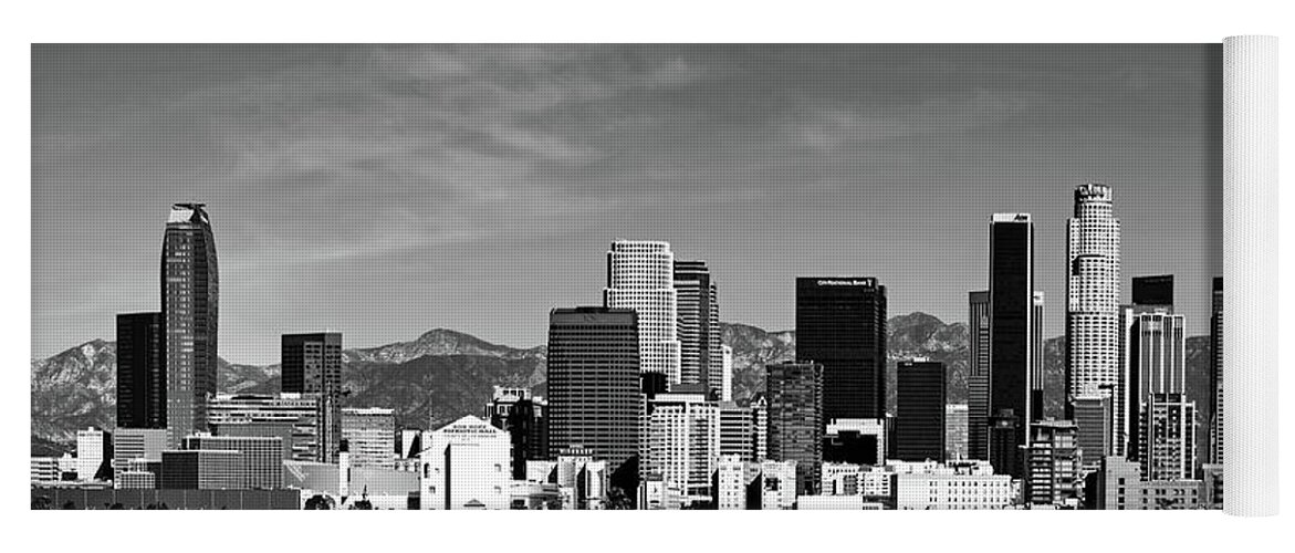 Central Yoga Mat featuring the photograph Los Angeles Skyline #2 by Mountain Dreams