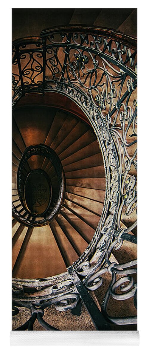 Staircase Yoga Mat featuring the photograph Ornamented spiral staircase #2 by Jaroslaw Blaminsky
