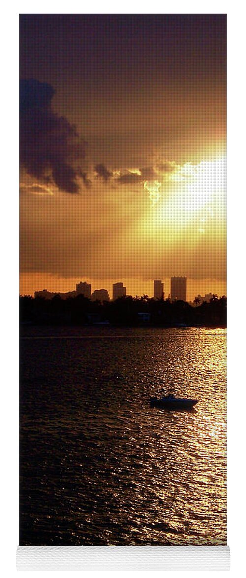 Miami Yoga Mat featuring the photograph Sunset Over Miami #2 by Phil Perkins