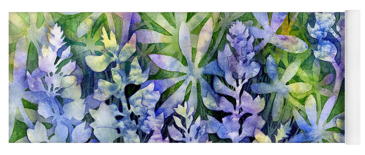 Texas Yoga Mat featuring the painting Texas Blues - Bluebonnets by Hailey E Herrera