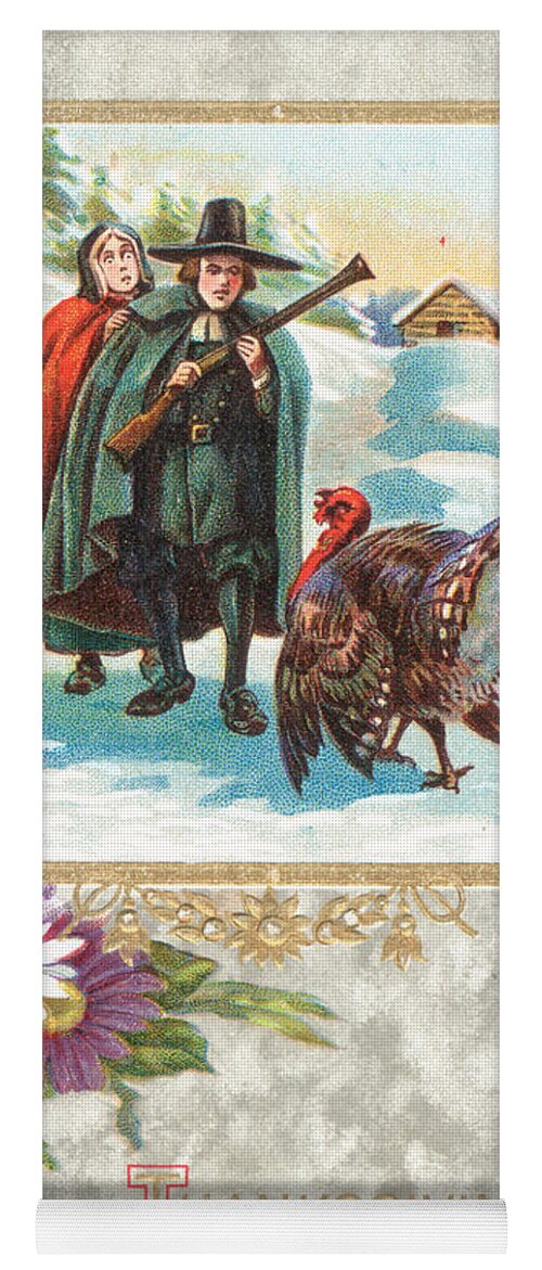 Thanksgiving Card Yoga Mat featuring the painting Thanksgiving card by American School