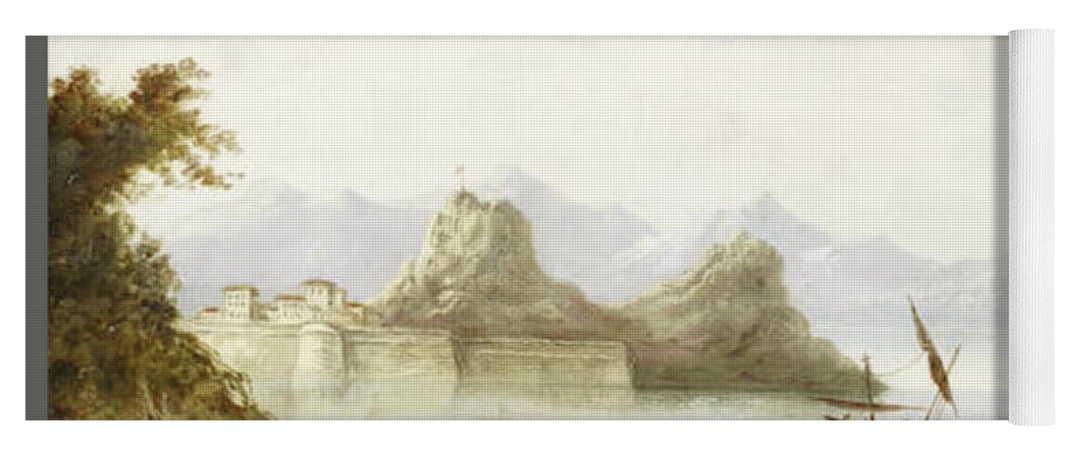English School 19th Century The Old Fortress Of Corfu Yoga Mat featuring the painting The Old Fortress of Corfu by MotionAge Designs
