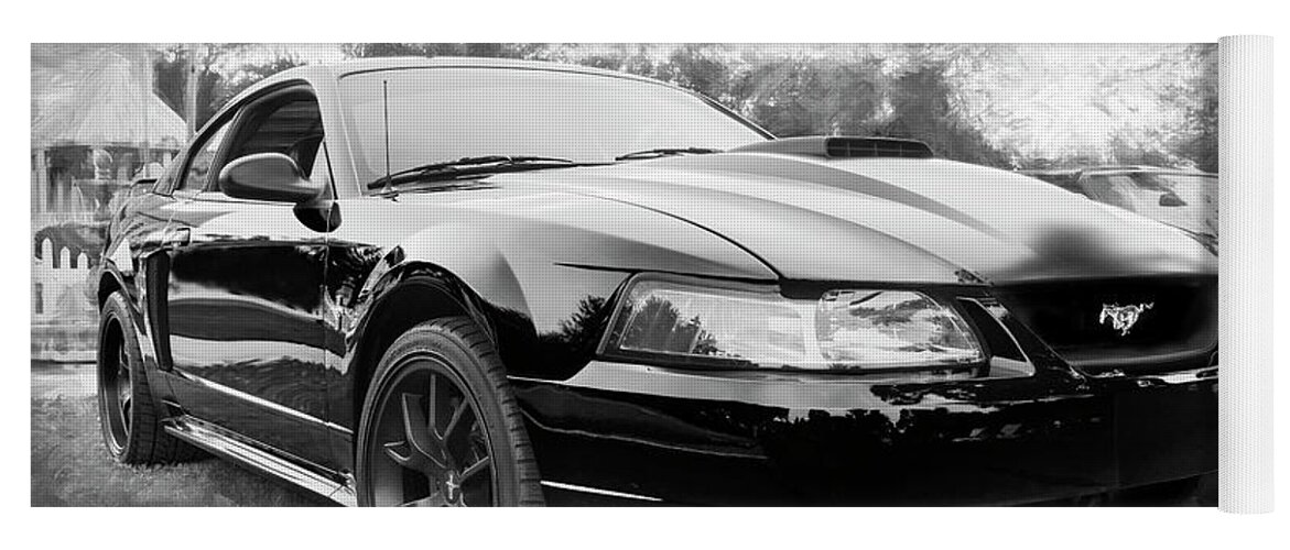 2003 Mustang Yoga Mat featuring the photograph 2003 Ford Mustang Mach 1 BW by Rich Franco