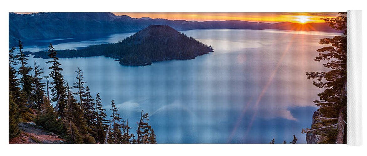 Crater Lake Yoga Mat featuring the photograph 2015 Spring Sunrise from Discovery Point by Greg Nyquist