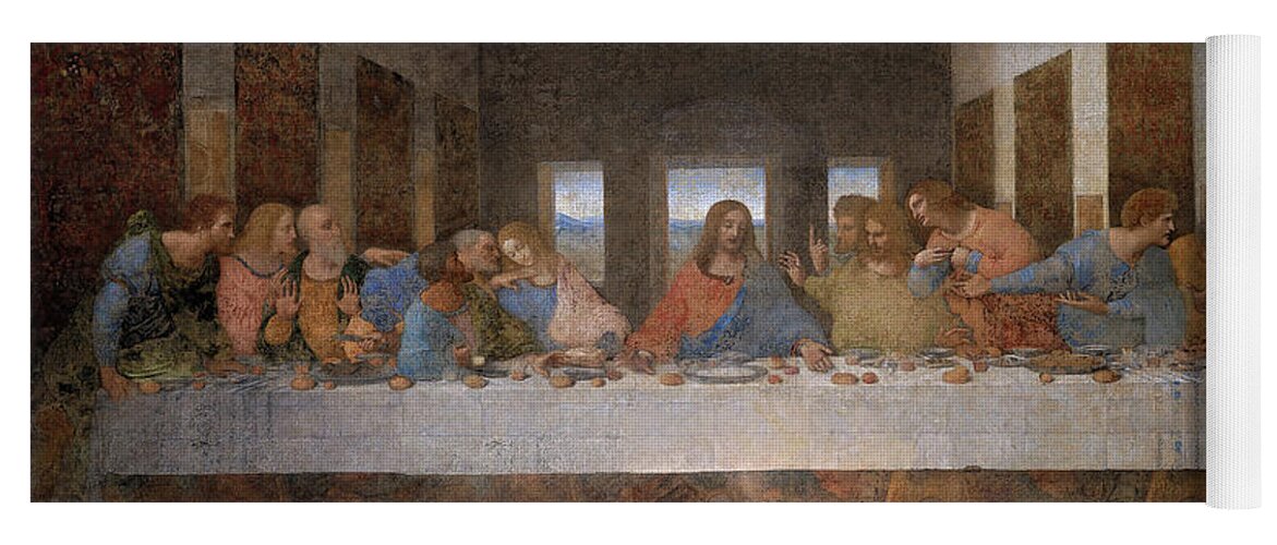 Leonardo Da Vinci Yoga Mat featuring the painting The Last Supper by Troy Caperton
