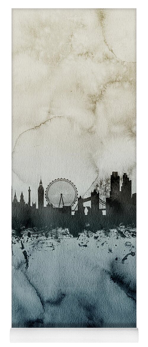 London Yoga Mat featuring the digital art London England Skyline #22 by Michael Tompsett