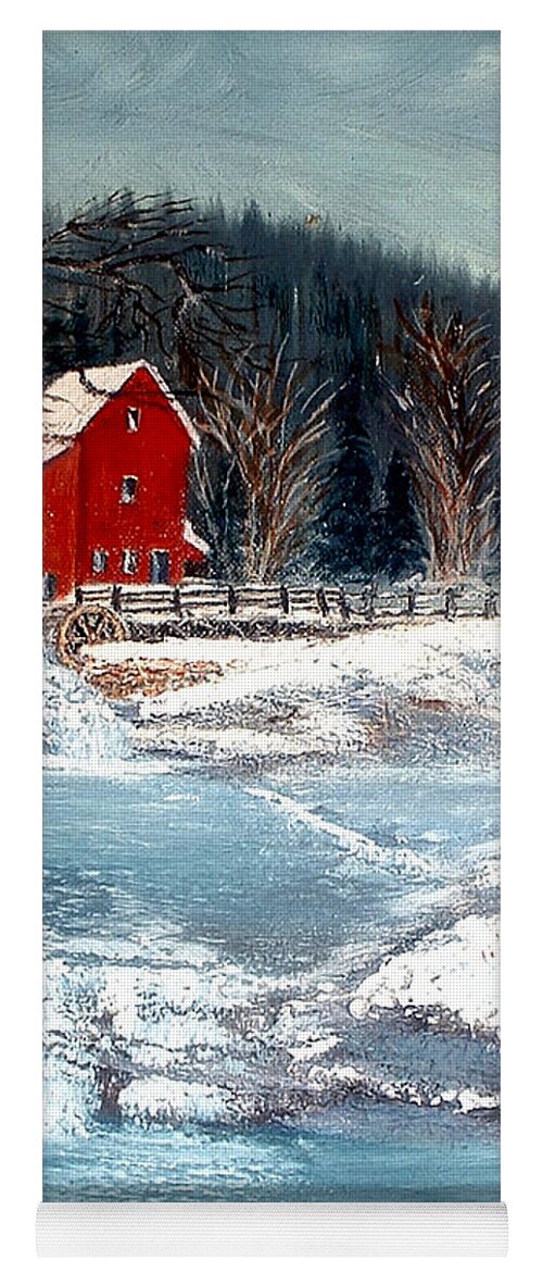 Landscape Mill Old Streem Creek Yoga Mat featuring the painting Old Mill by Kenneth LePoidevin