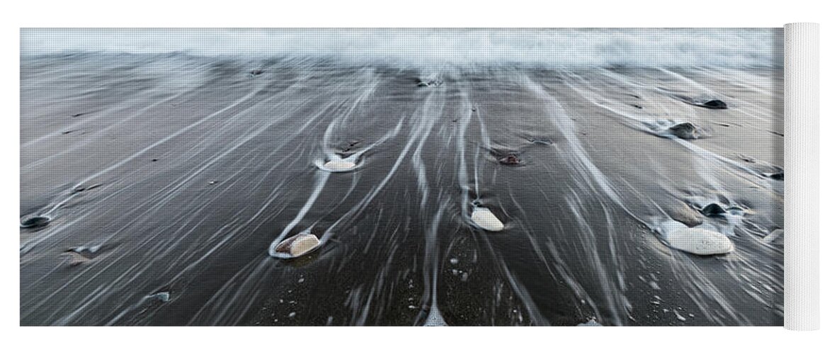 Seascape Yoga Mat featuring the photograph Pebbles in the beach and flowing sea water by Michalakis Ppalis