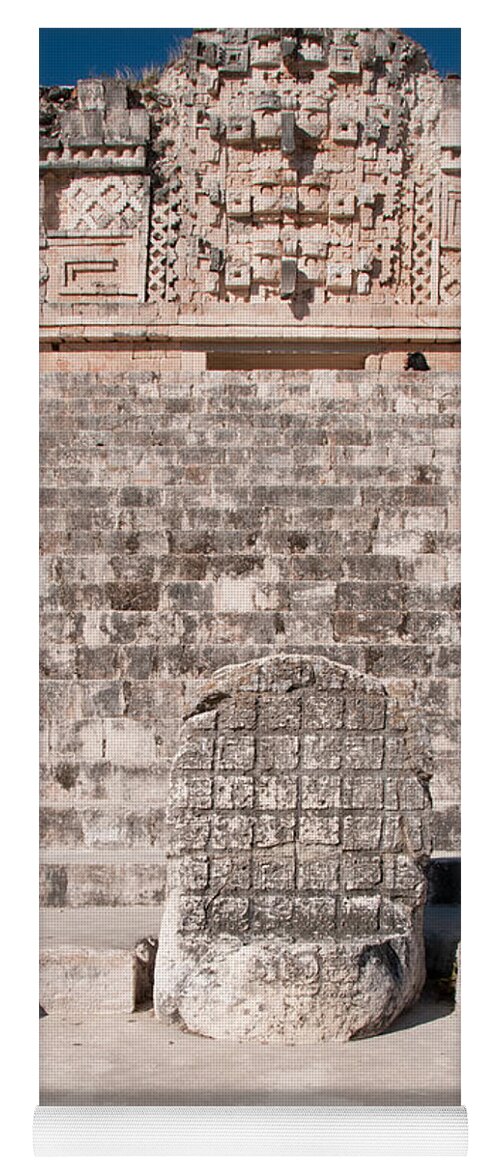 Mexico Yucatan Yoga Mat featuring the digital art Quadrangle of the Nums at Uxmal #3 by Carol Ailles