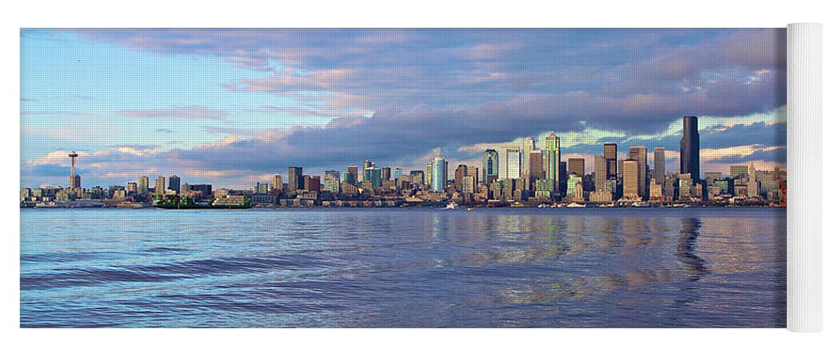 Beach Yoga Mat featuring the photograph Seattle skyline Cityscape #3 by SC Heffner