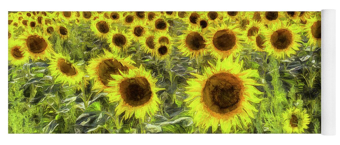 Van Gogh Yoga Mat featuring the photograph Van Gogh Sunflowers #3 by David Pyatt