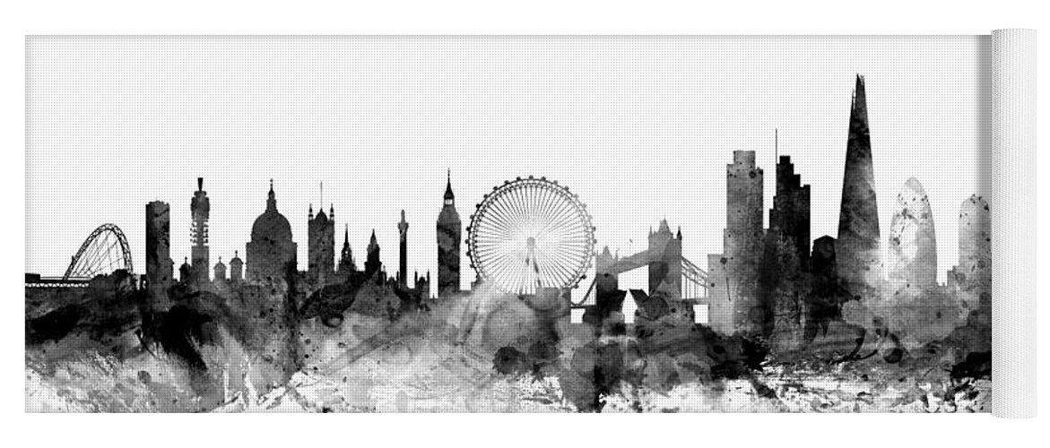London Yoga Mat featuring the digital art London England Skyline #31 by Michael Tompsett