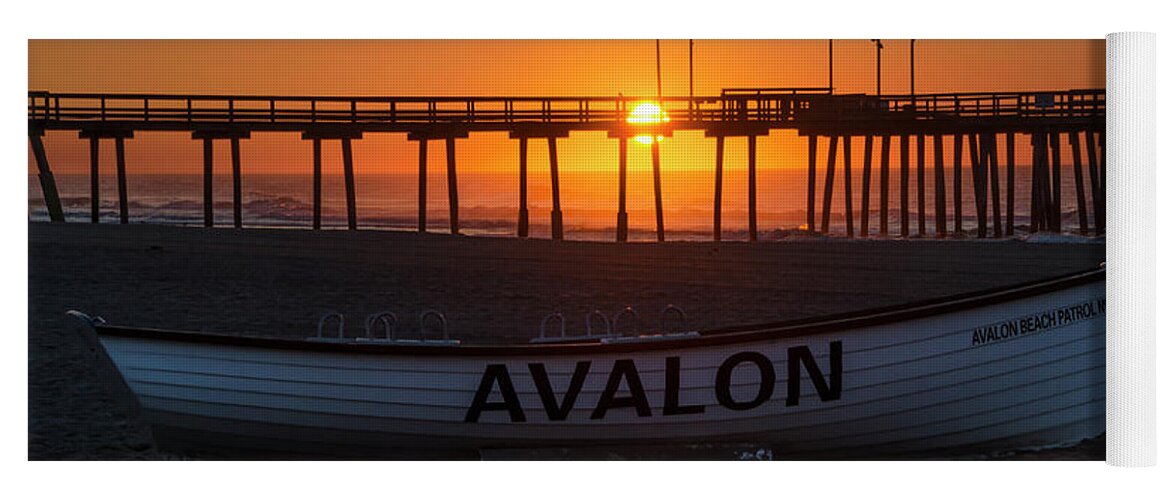 32nd Yoga Mat featuring the photograph 32nd Street Pier - Sunrise at Avalon New Jersey by Bill Cannon