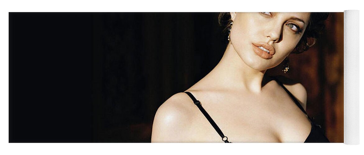 Angelina Jolie Yoga Mat featuring the photograph Angelina Jolie #4 by Jackie Russo