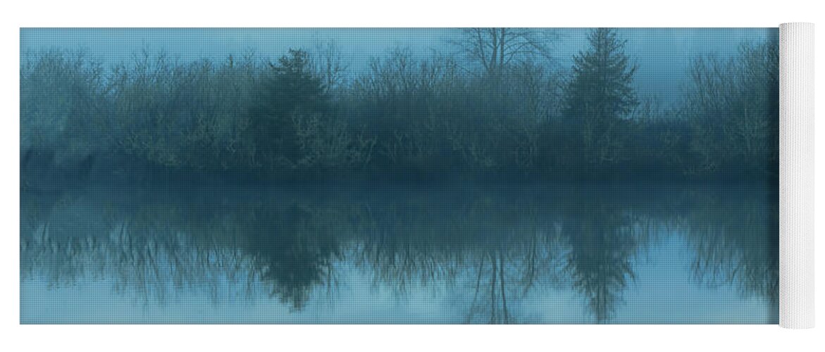 Reflections Lake Yoga Mat featuring the photograph Reflections blue lake by Cathy Anderson