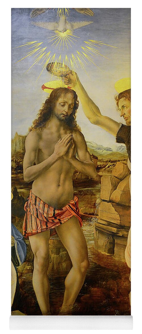 Leonardo Da Vinci Yoga Mat featuring the painting The Baptism Of Christ #4 by Leonardo Da Vinci