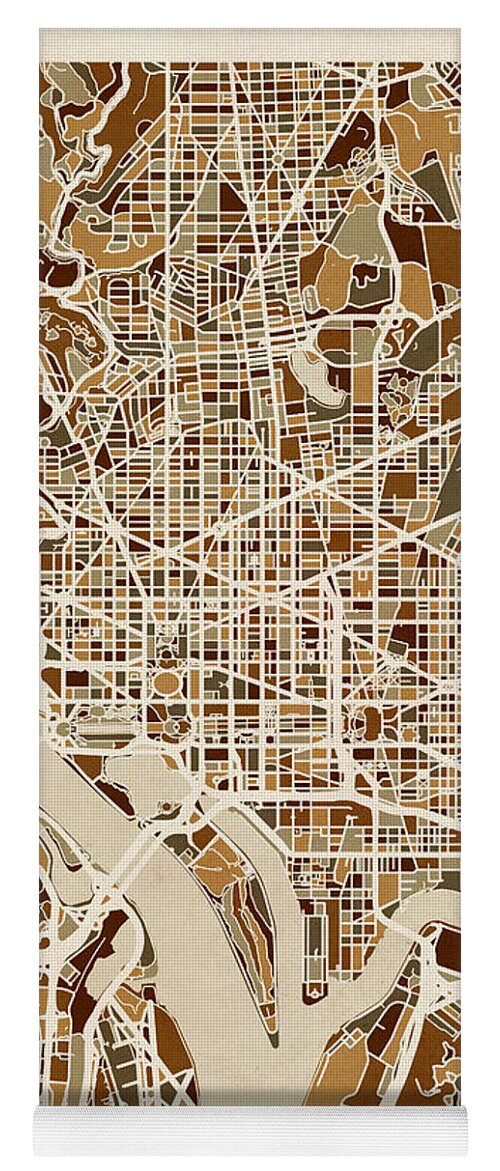 Street Map Yoga Mat featuring the digital art Washington DC Street Map #4 by Michael Tompsett