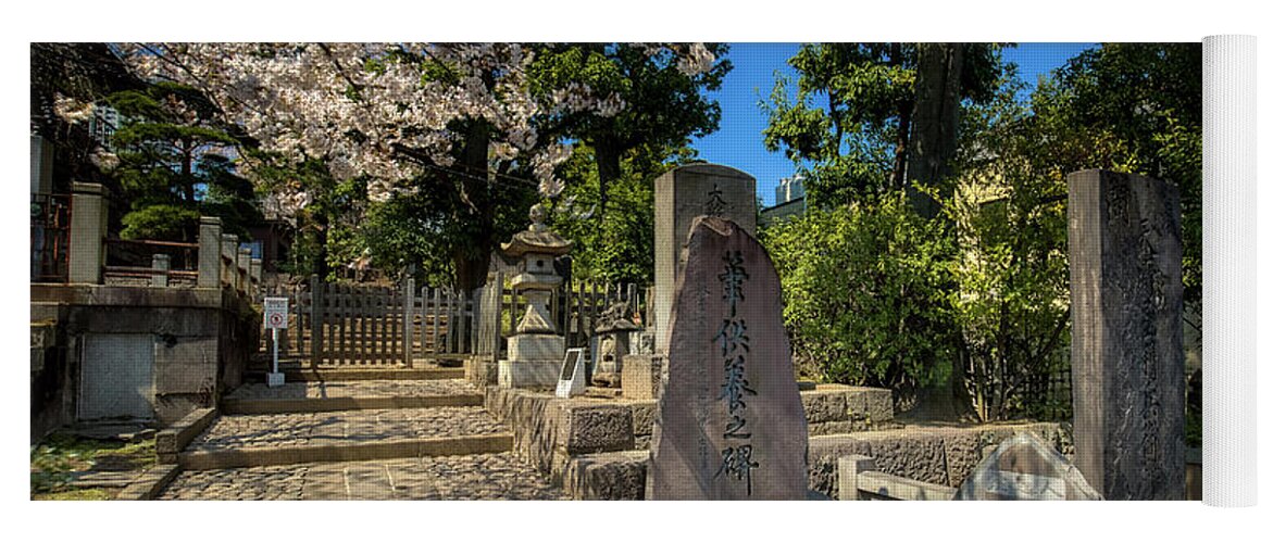 Sengaku-ji Temple Yoga Mat featuring the photograph 47 Samurai and Cherry Blossoms by Ross Henton