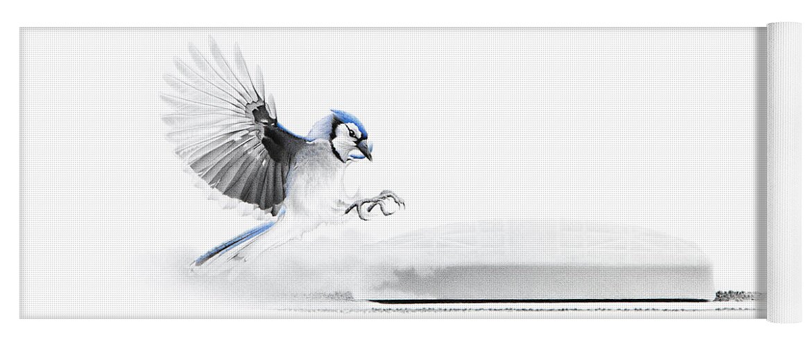 Blue Yoga Mat featuring the drawing 4th Inning - Blue Steal by Stirring Images