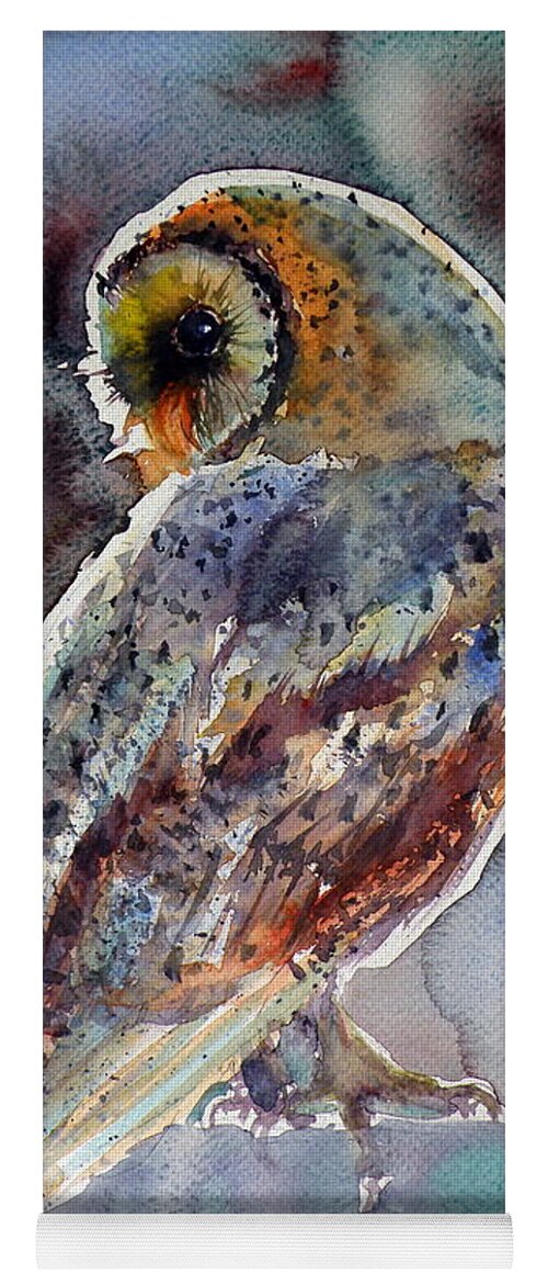 Barn Owl Yoga Mat featuring the painting Barn owl #4 by Kovacs Anna Brigitta