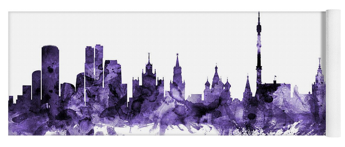 Moscow Yoga Mat featuring the digital art Moscow Russia Skyline #5 by Michael Tompsett
